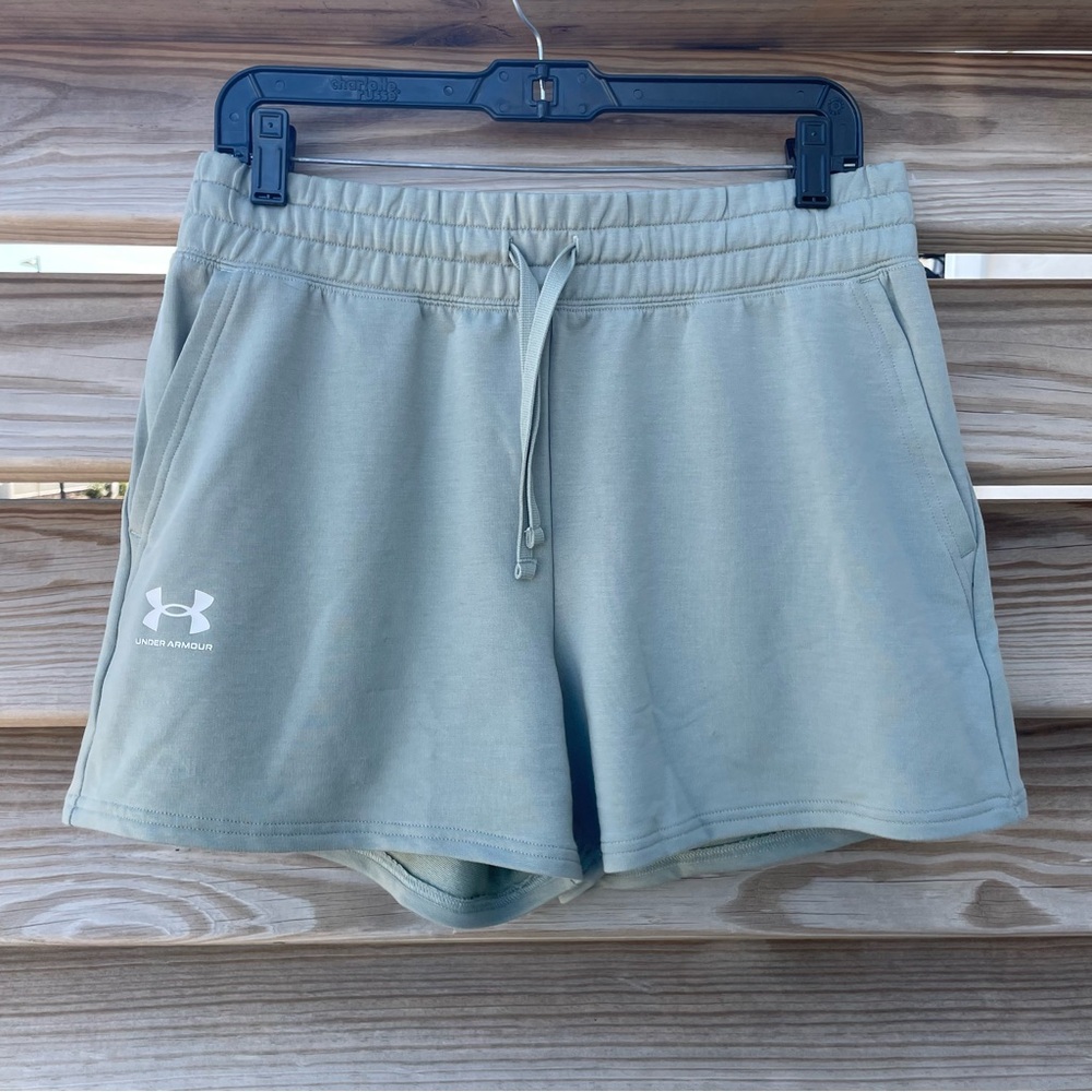 Under Armour green Rival Terry Shorts Women Medium NWT